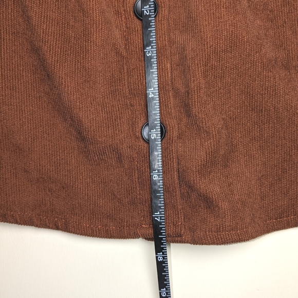Corduroy 70s Swifty style A-line flare Mini Skirt copper brown button down front - Picture 9 of 12